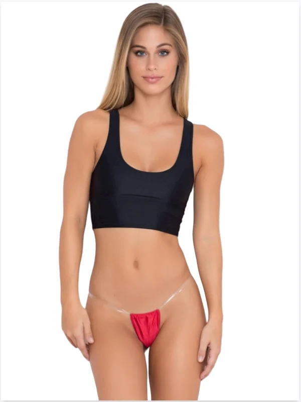 Fantezi Kırmızı Şefaf Lastikli Tanga