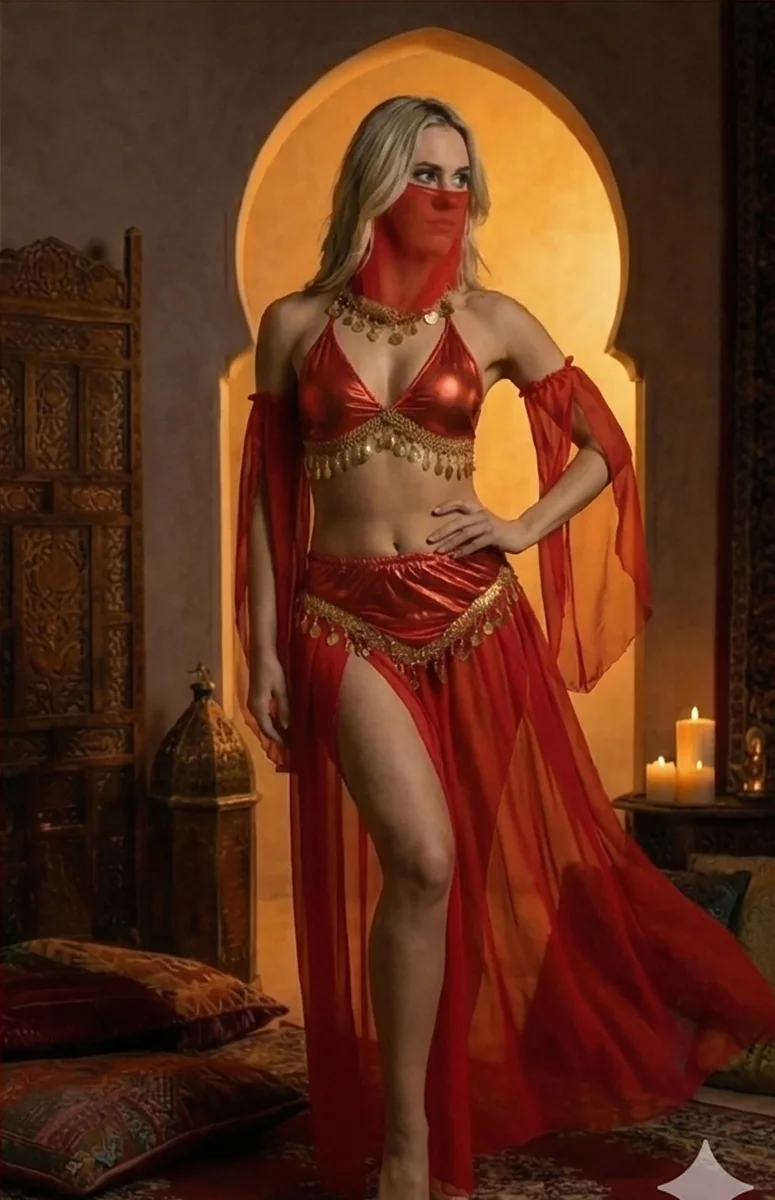 Kadı Kaliteli Peçeli Seksi Dansöz Kostümü Erotik Çekici Çengi Fantezi Oryantal Asena Kıyafeti