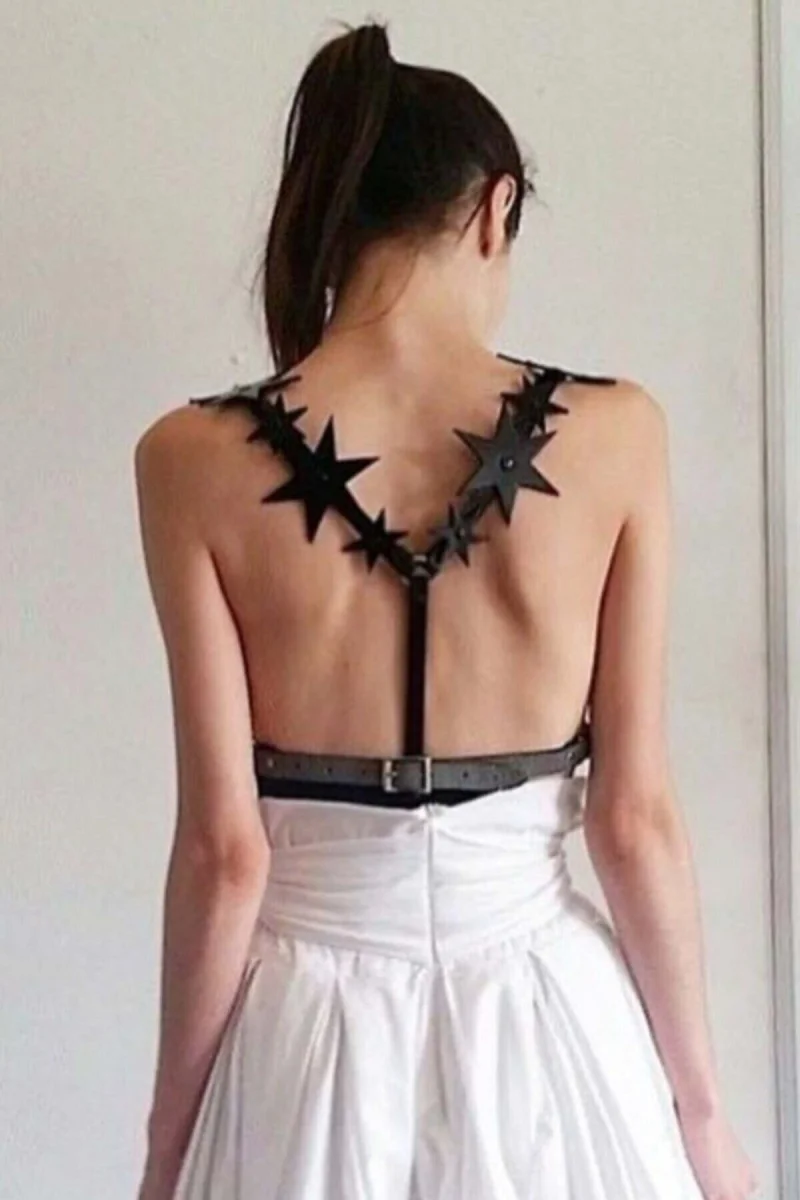 Yıldız Detaylı Şık Deri Kemer Harness - Brf634