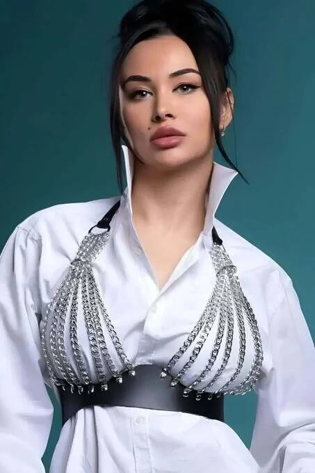 Zincirli Göğüs Seksi Harness - Brf964