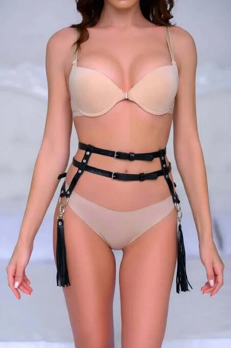 Sık Deri Püsküllü Bel Kemer Harness - Brf1045
