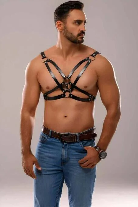 Erkek Deri Fantazi Harness - Brfm141