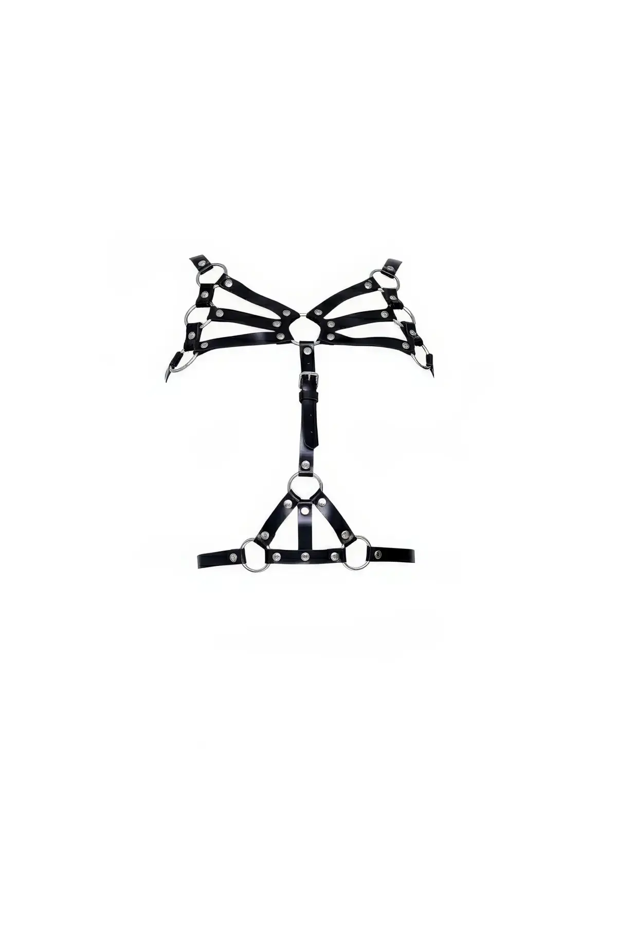 Siyah Kadın Kemer Çoklu Şeritli Metal Halkalı Vücut Aksesuarı - Brf1053