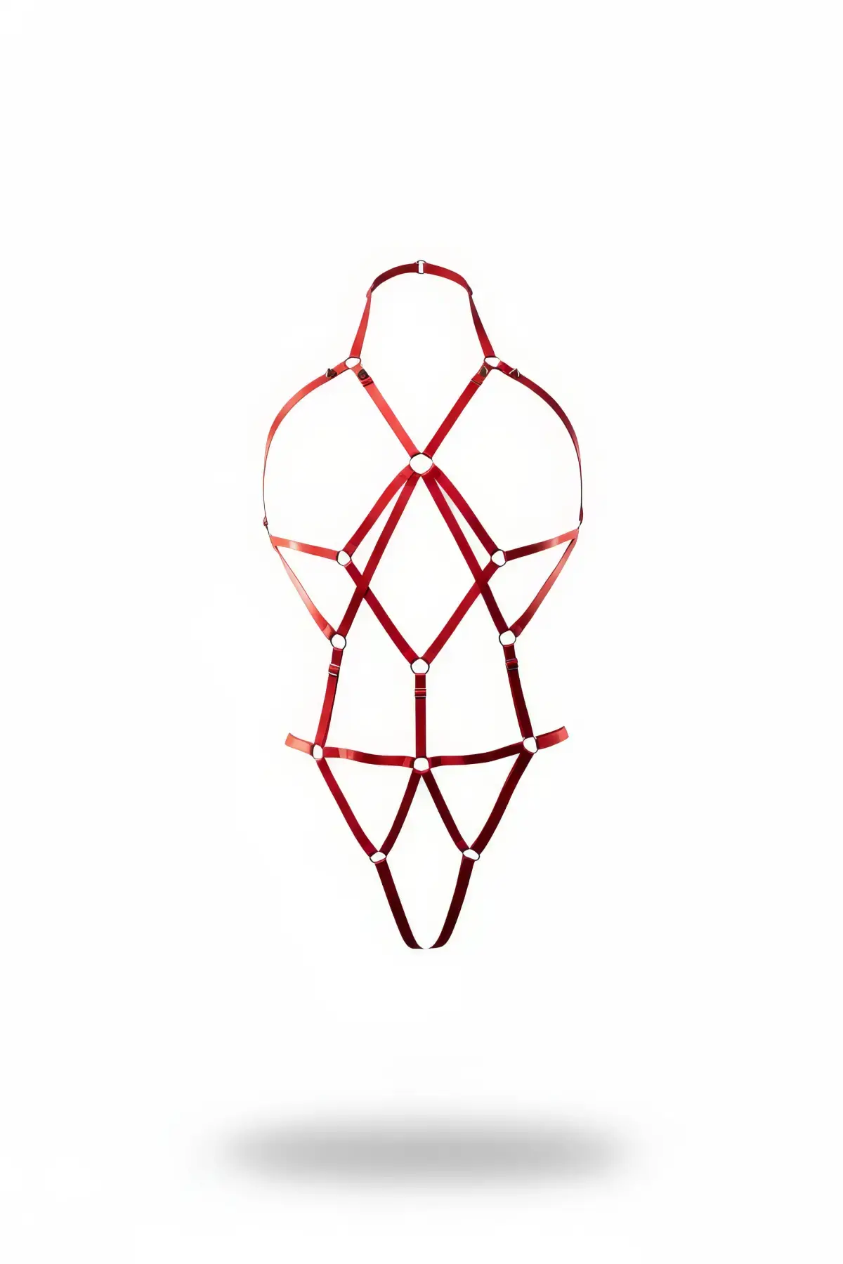 Kırmızı Body Harness Metal Halka Detaylı Çapraz Bantlı - Brf1082