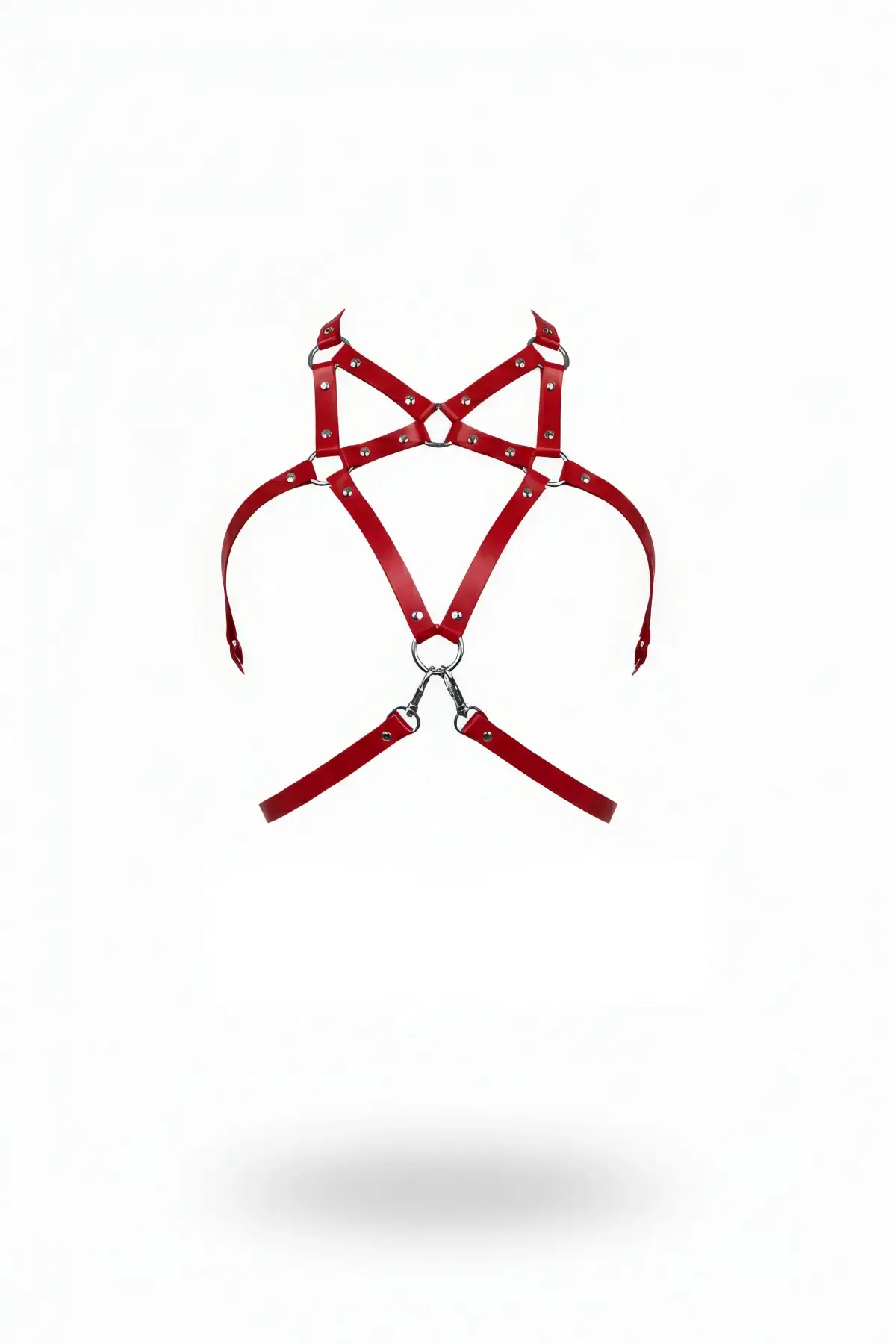 Kırmızı Kadın Kemer Deri Metal Halka Detaylı Gövde Aksesuarı - Brf108