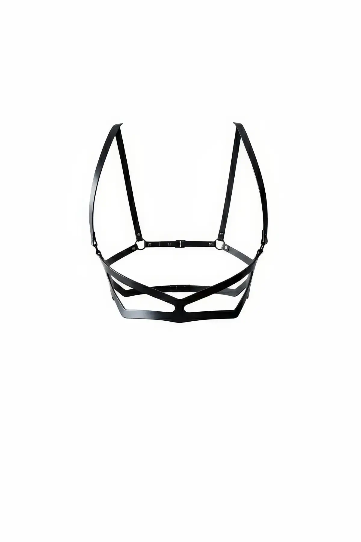 Siyah Kadın Kemer Deri Efektli Çoklu Bantlı Vücut Kemeri - Brf1150