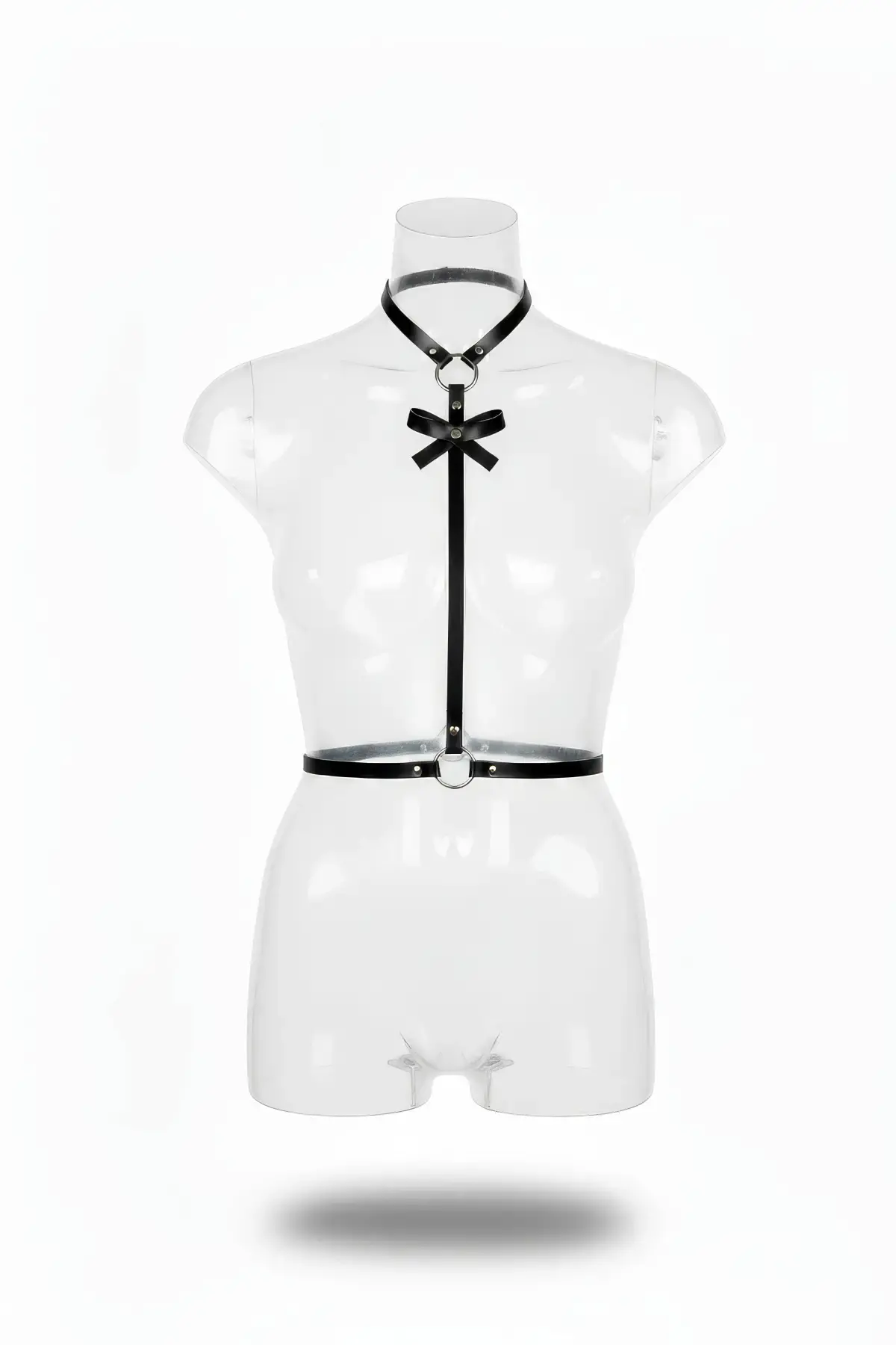 Siyah Kadın Kemer Fiyonk Detaylı Harness Boyunluk - Brf127