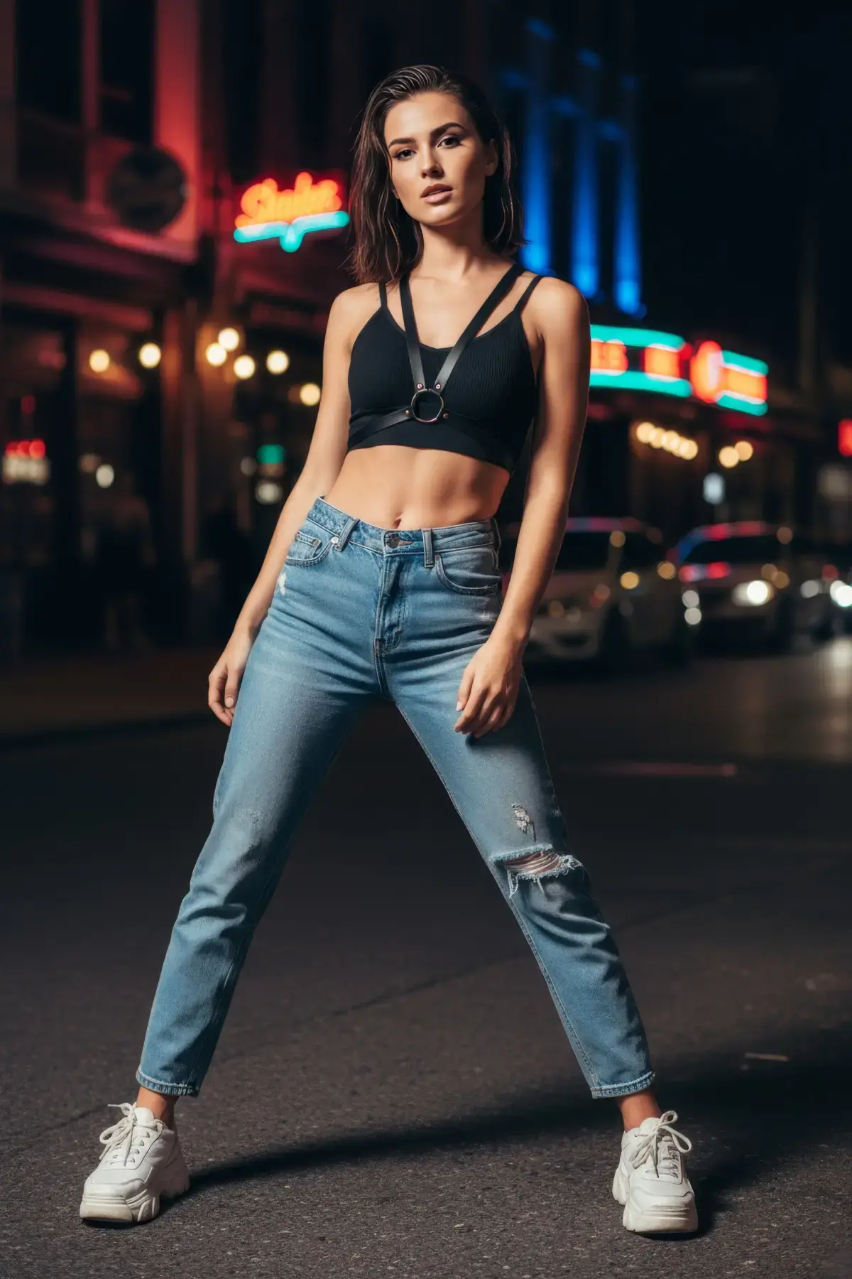 Siyah Kadın Kemer O Halka Detaylı Vücut Aksesuarı - Brf131