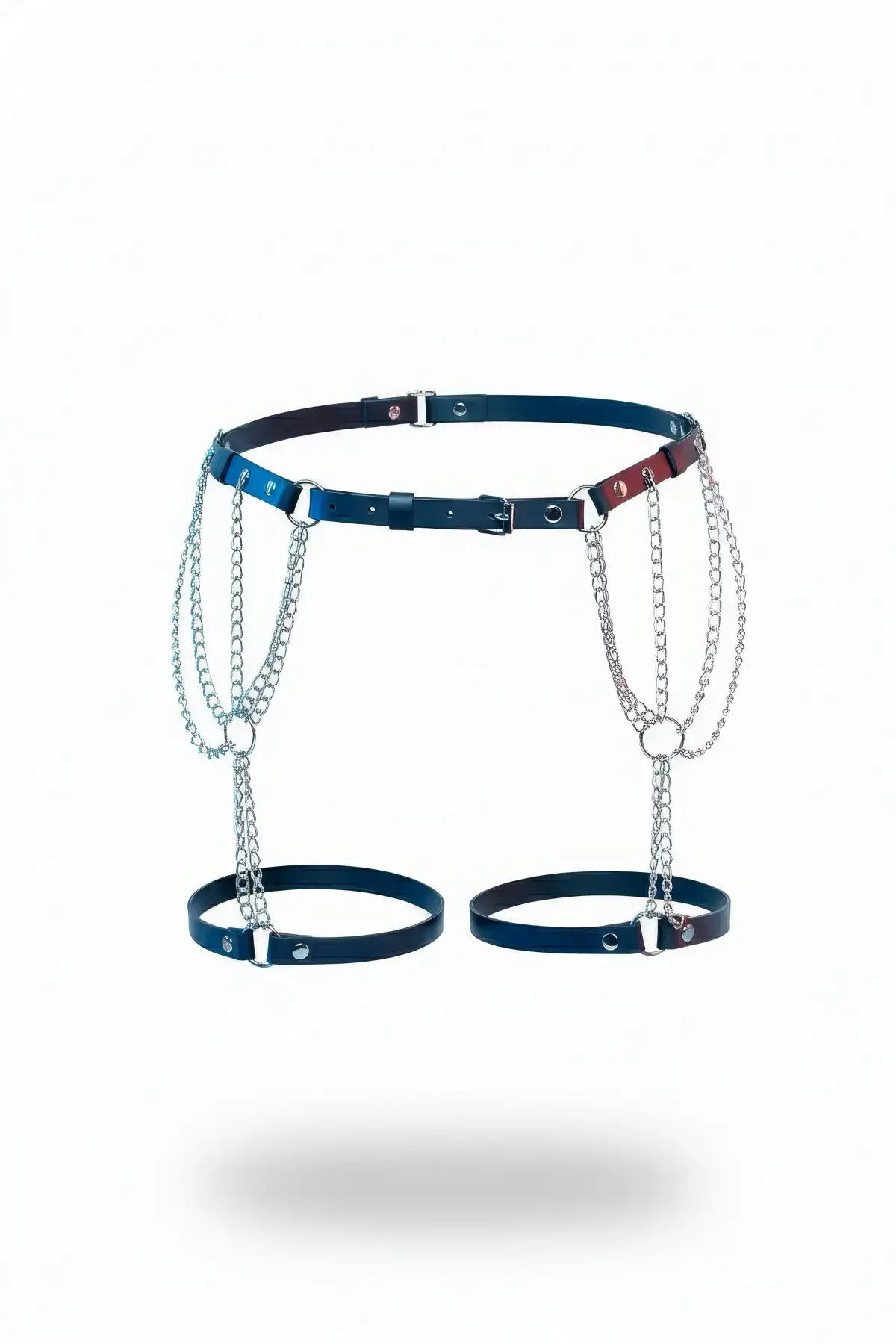 Siyah Jartiyer Harness Zincirli Deri Vücut Aksesuarı - Brf1323