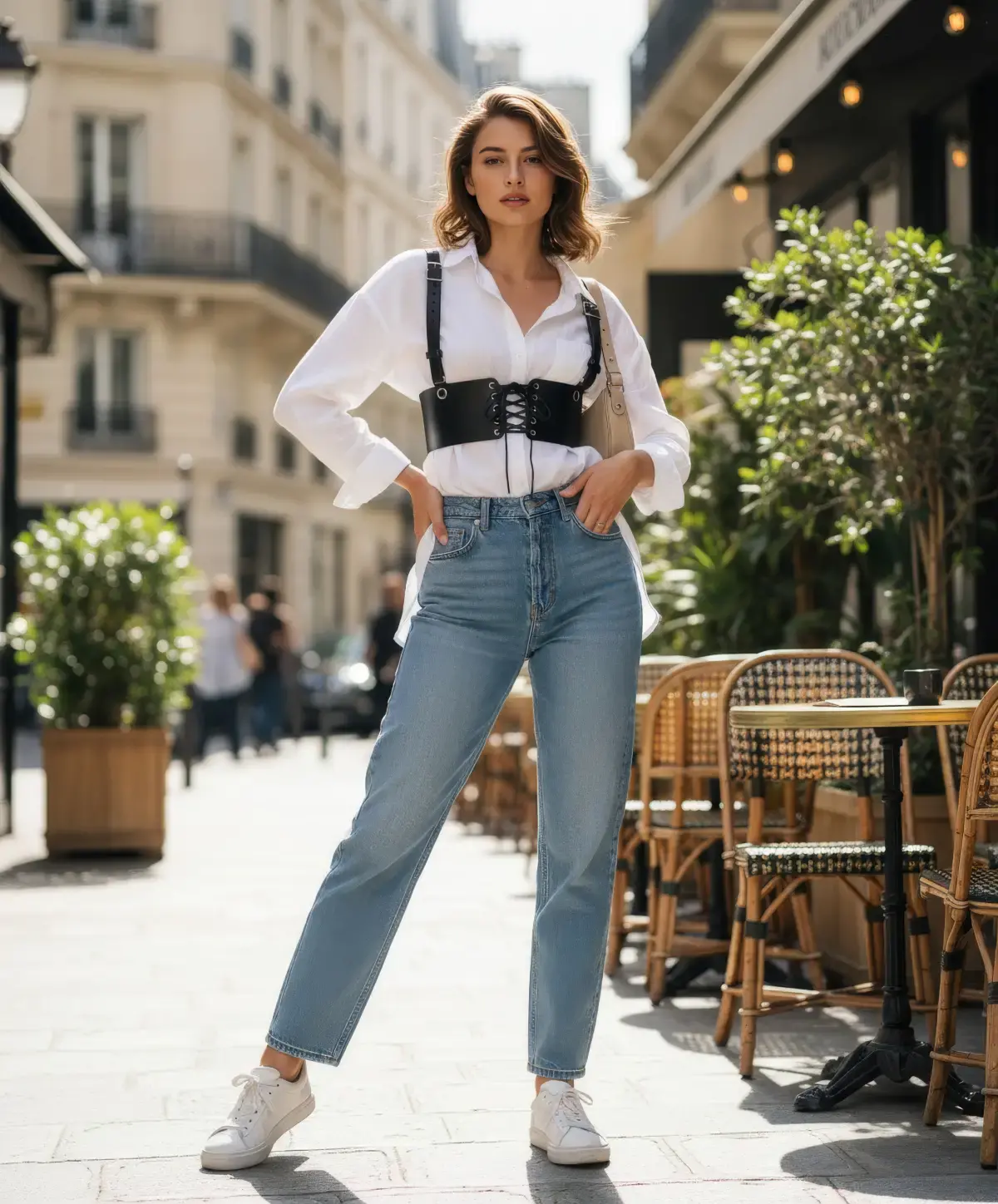 Siyah Kadın Kemer Bağlamalı Geniş Korse Bel Aksesuarı - Brf1429