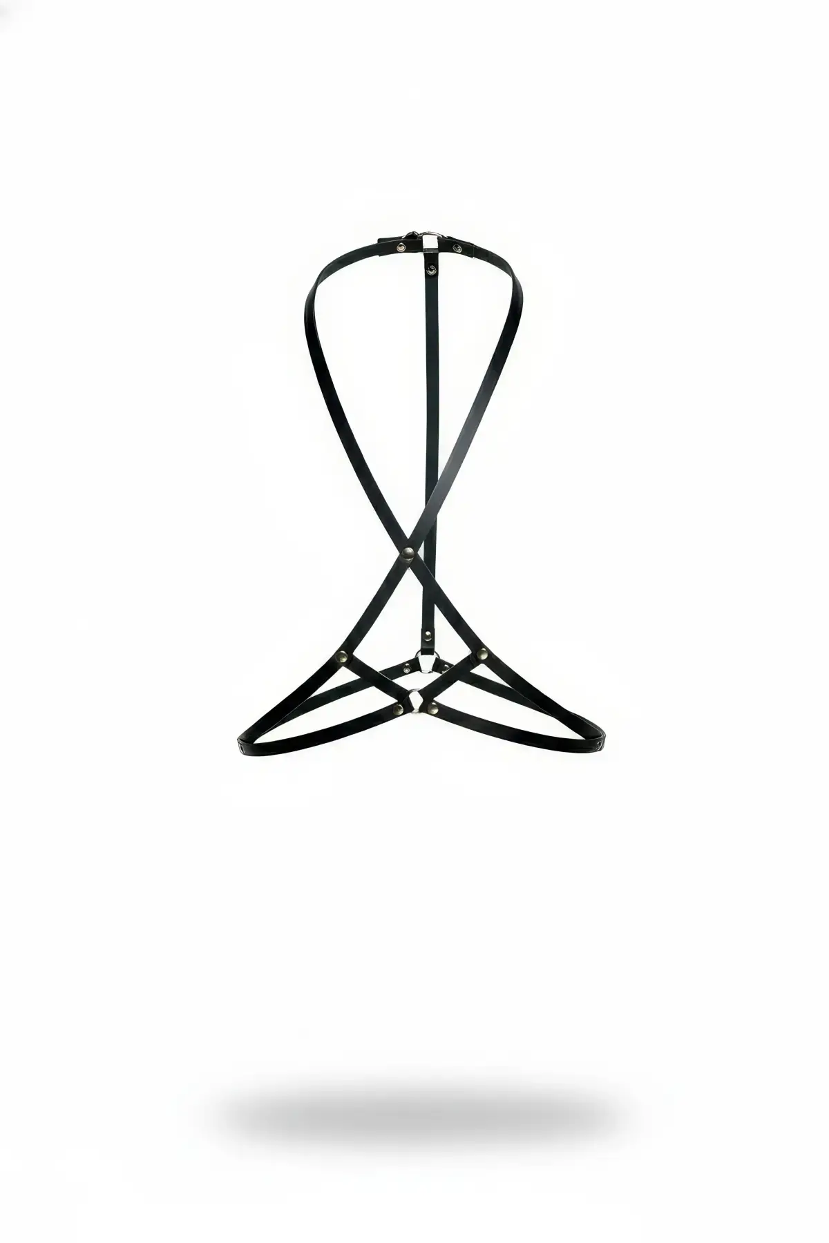 Siyah Göğüs Harness Deri Ayarlanabilir Metal Detaylı Vücut Aksesuarı - Brf183