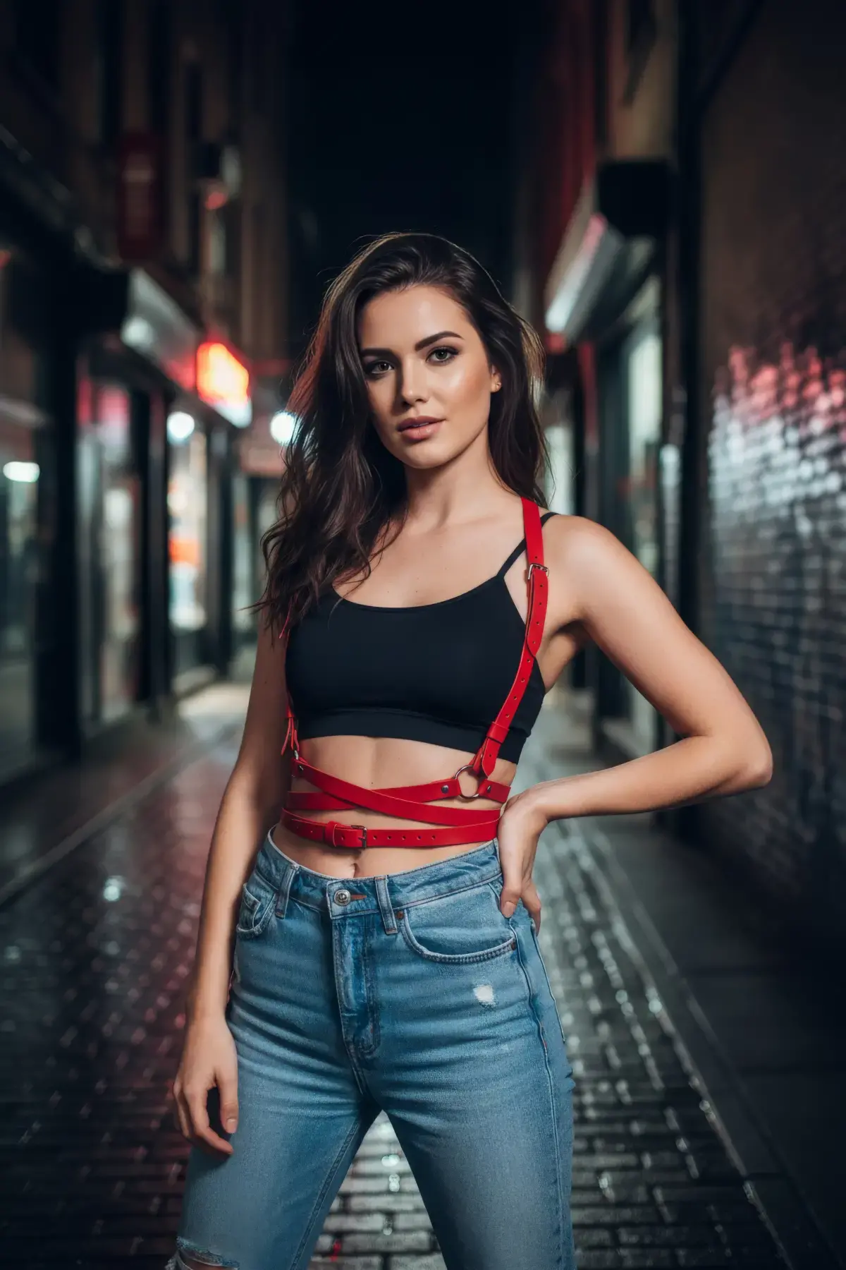 Kırmızı Kadın Kemer Çapraz Bağlamalı Vücut Aksesuarı - Brf198