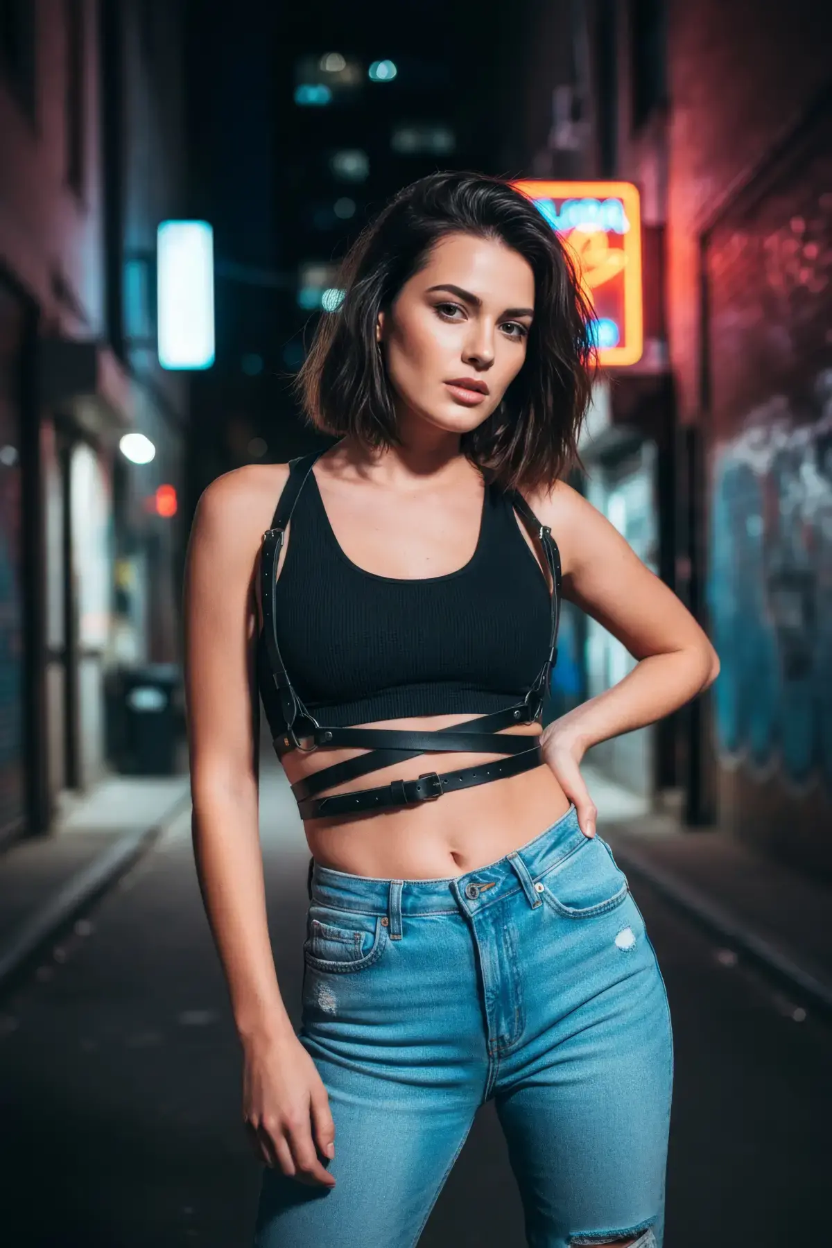 Siyah Kadın Kemer Çoklu Bant Detaylı Vücut Kemeri - Brf198