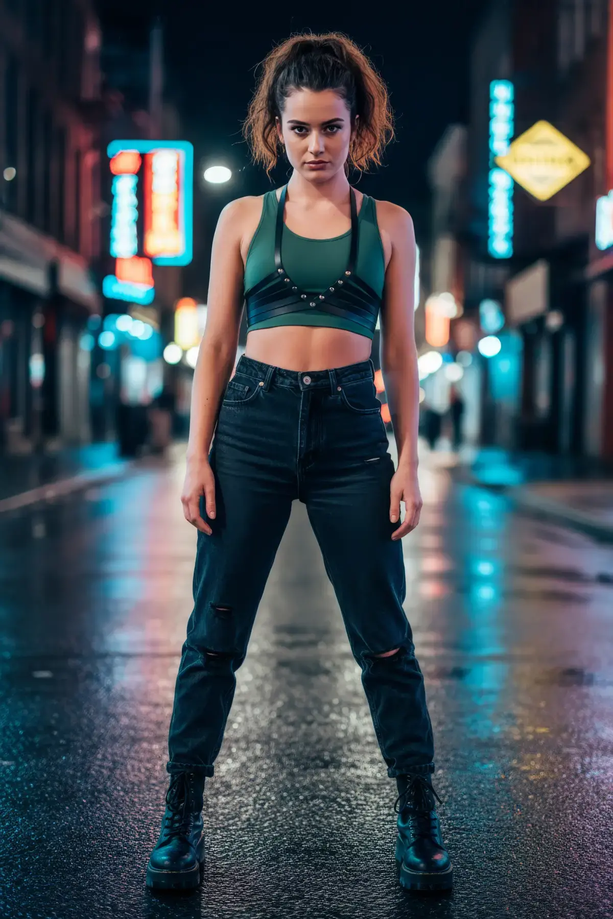 Siyah Kadın Kemer Zımba Detaylı Deri Vücut Kemeri - Brf199