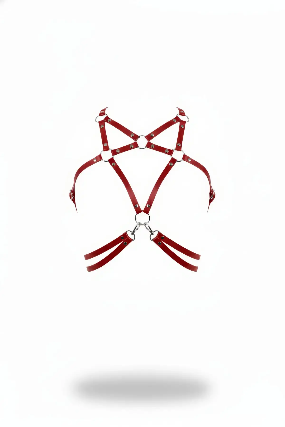 Kırmızı Kadın Kemer Deri Halka Detaylı Vücut Aksesuarı - Brf211