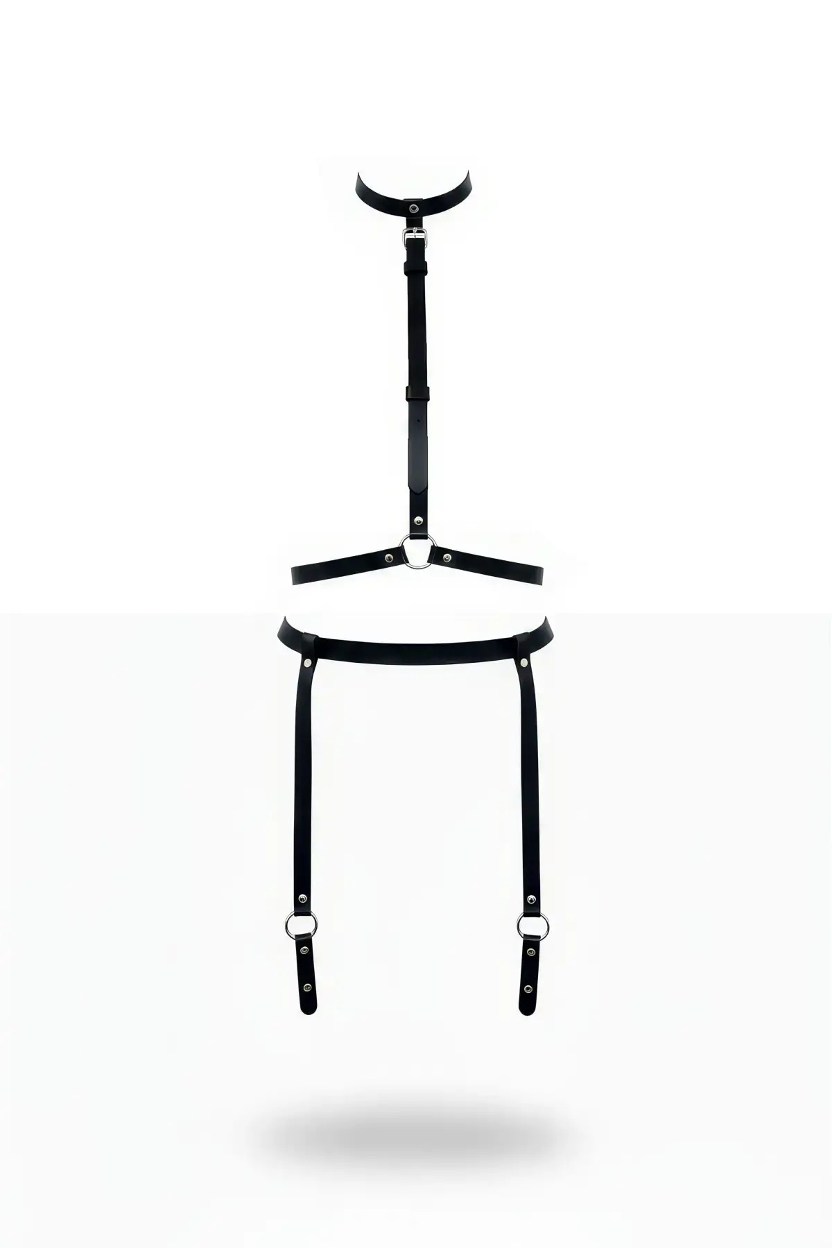 Siyah Harness Takım Deri Boyunluklu Vücut Aksesuarı - Brf230