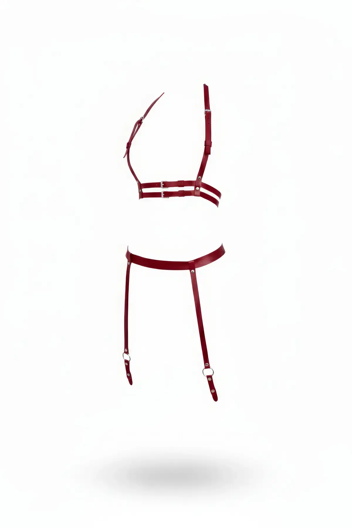 Bordo Harness Takım Deri Şeritli Ayarlanabilir Jartiyerli - Brf232