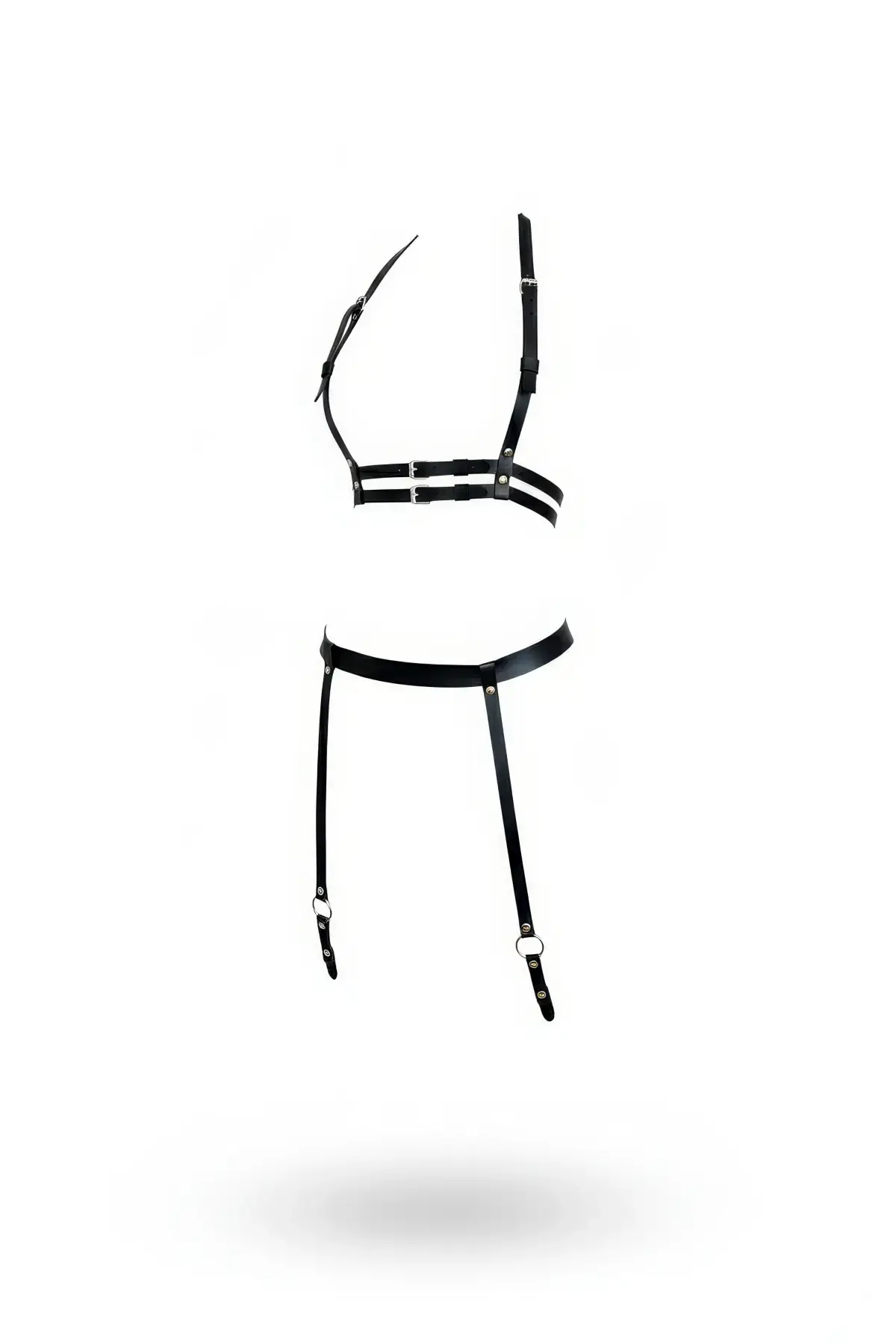 Siyah Harness Takım Suni Deri Ayarlanabilir Jartiyerli - Brf232