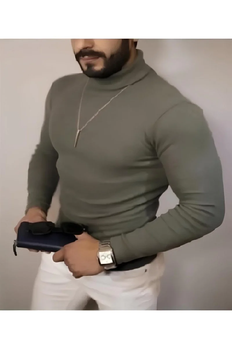 Kaşkorse Boğazlı Full Likralı Fitilli Body Kazak - Haki -