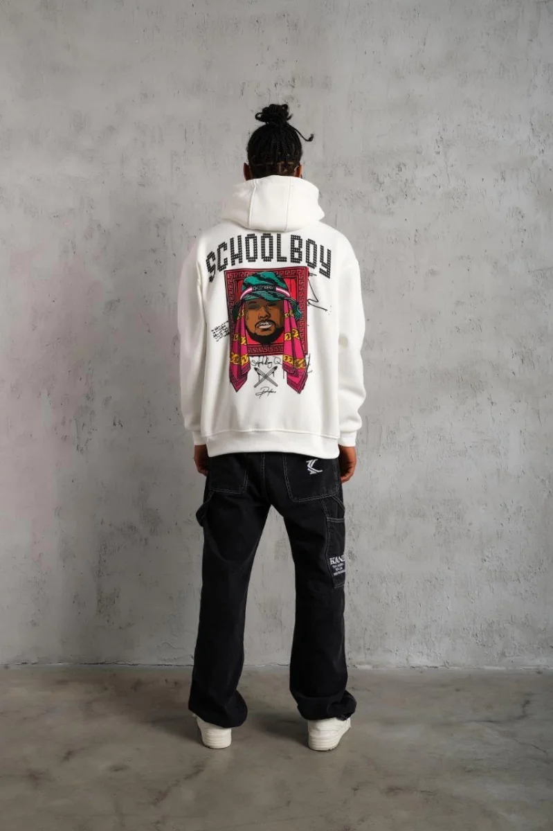 SCHOOL BOY Baskılı Kapüşonlu Sweat - Beyaz -