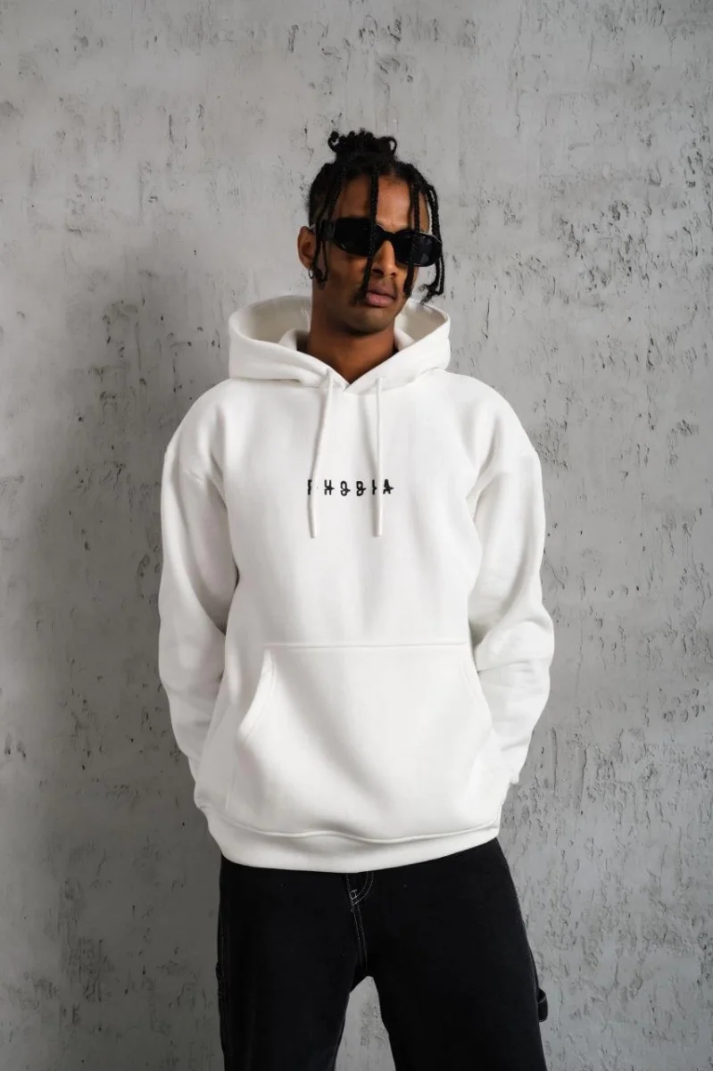 Astronot Baskılı Kapüşonlu Sweat - Beyaz -