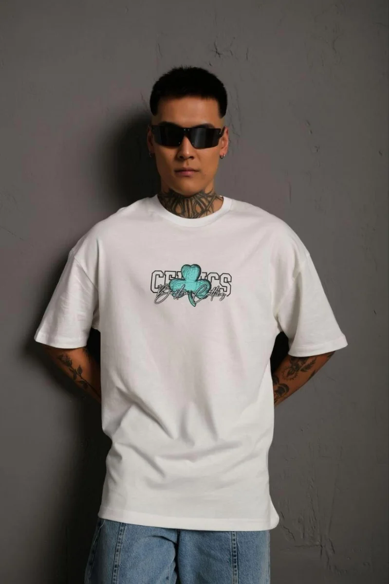 Sırt Baskılı T-shirt - Beyaz -