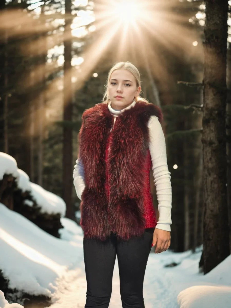 Kolsuz Fermuarlı Yelek - Kırmızı -