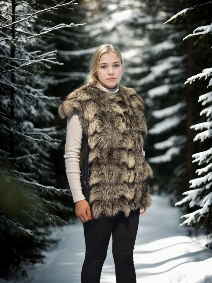 Kolsuz Hakiki Deri Kürk - Siyah -