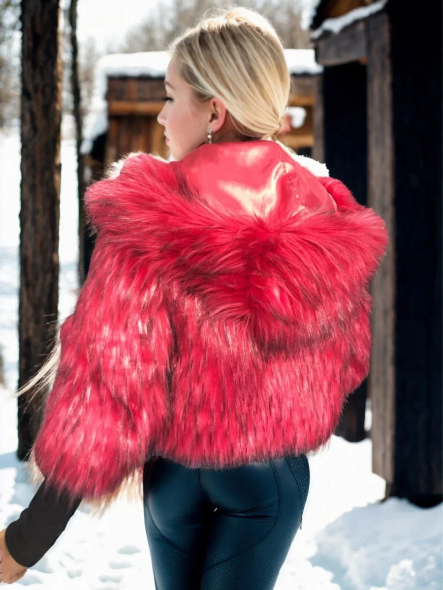 Uzun Kollu Kürk - Bordo -