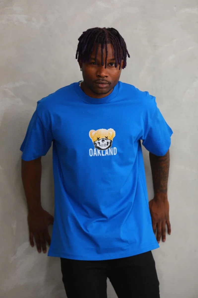 Baskılı Oversize T-Shirt - Mavi -