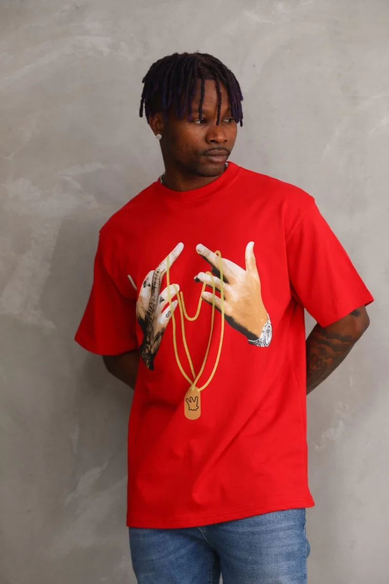 Baskılı Oversize T-Shirt - Kırmızı -