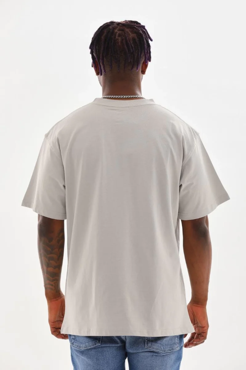 Baskılı Oversize T-Shirt - Gri -