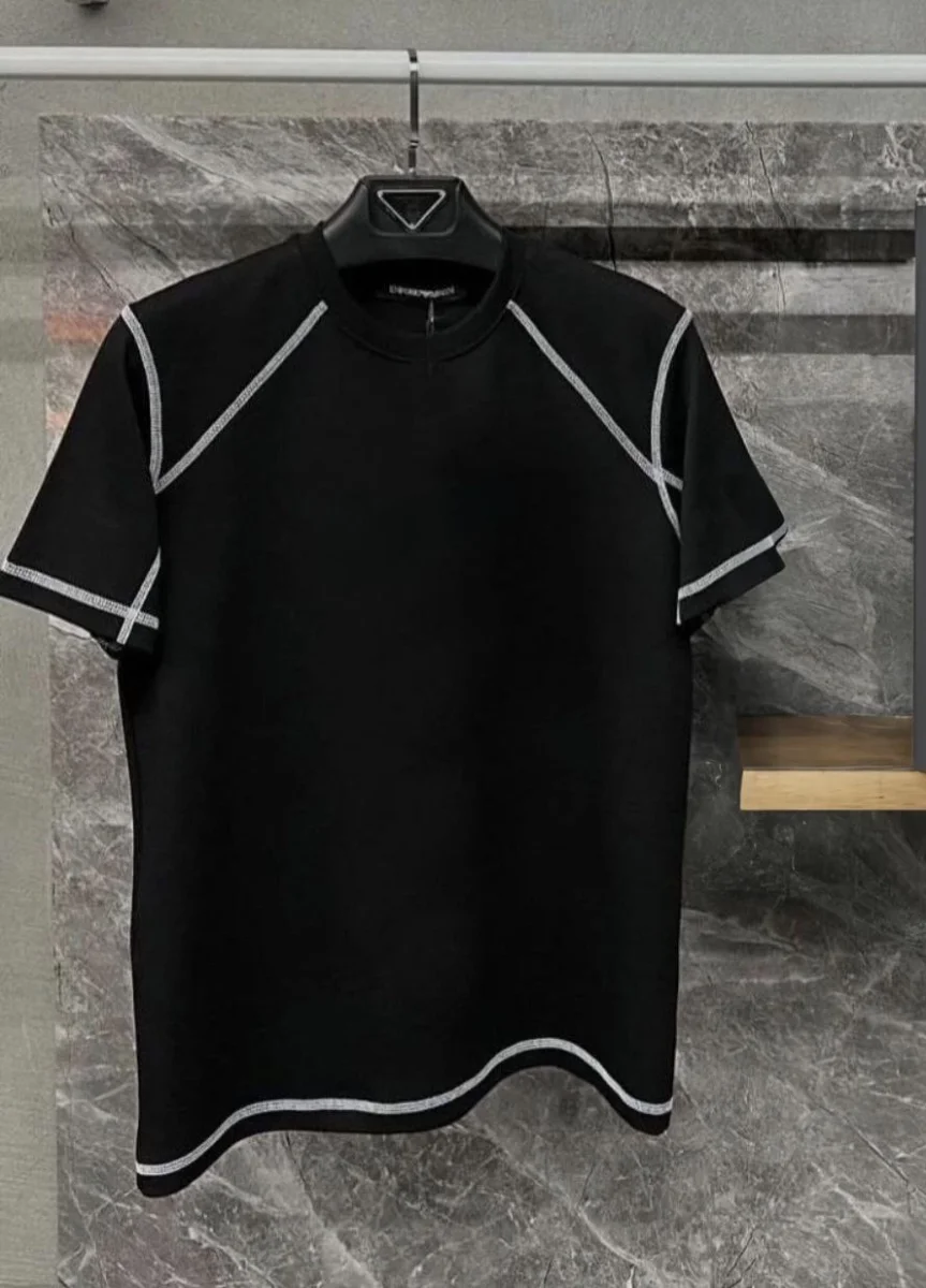 Karoyaka Dikişli Oversize T-Shirt - Siyah -