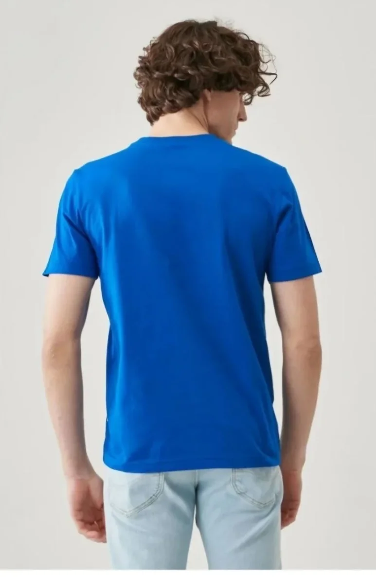 Düz Biskilet Yaka Oversize T-shirt - Mavi -