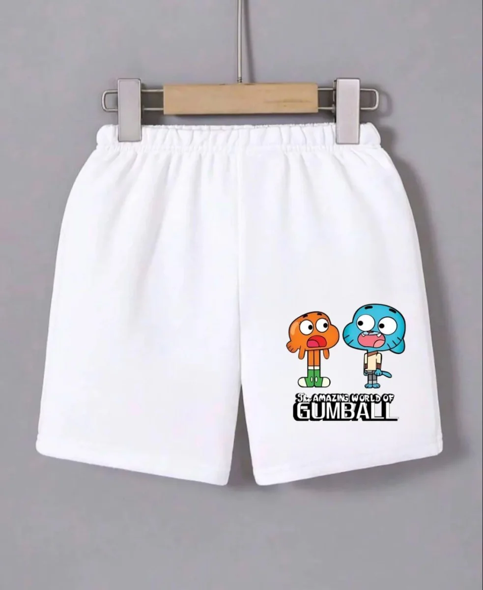 Beli Lastikli Baskılı Mini Şort - Beyaz -