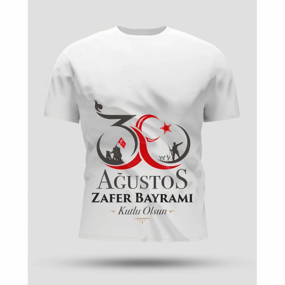 30 Ağustos Oversize Baskılı T-shirt - Beyaz -