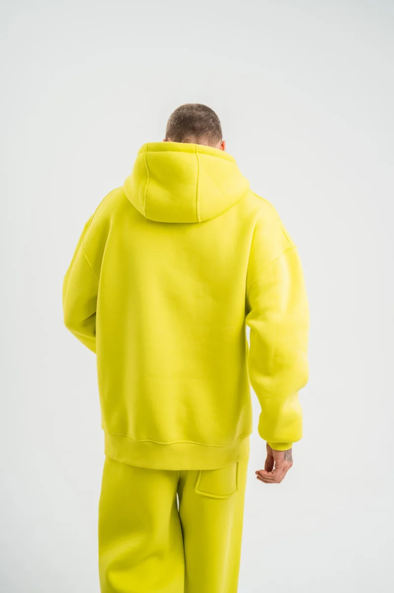 Double Oversize Kapşonlu Basic SweatShirt - Sarı -