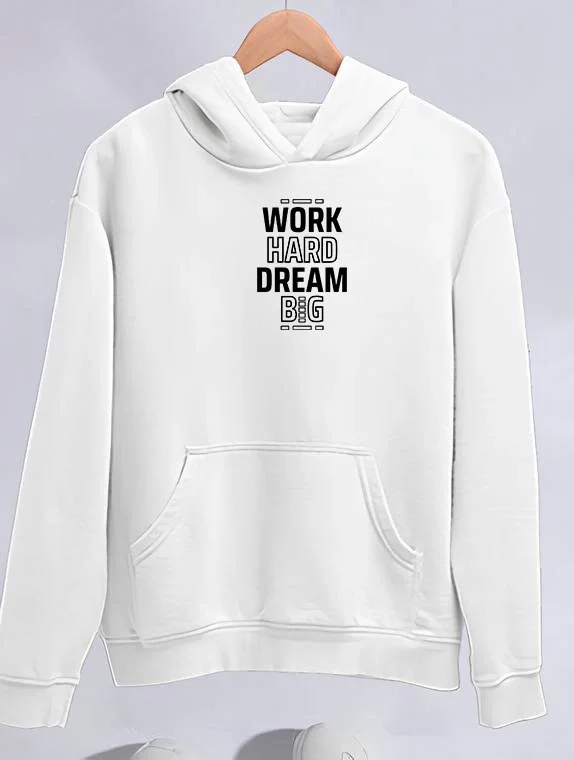 Kışlık Üç İplik Kapüşonlu SweatShirt - Beyaz -