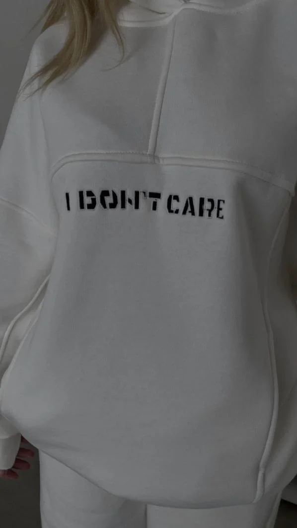 Nakış İşlemeli Üç İplik Sweat Takım- Beyaz -