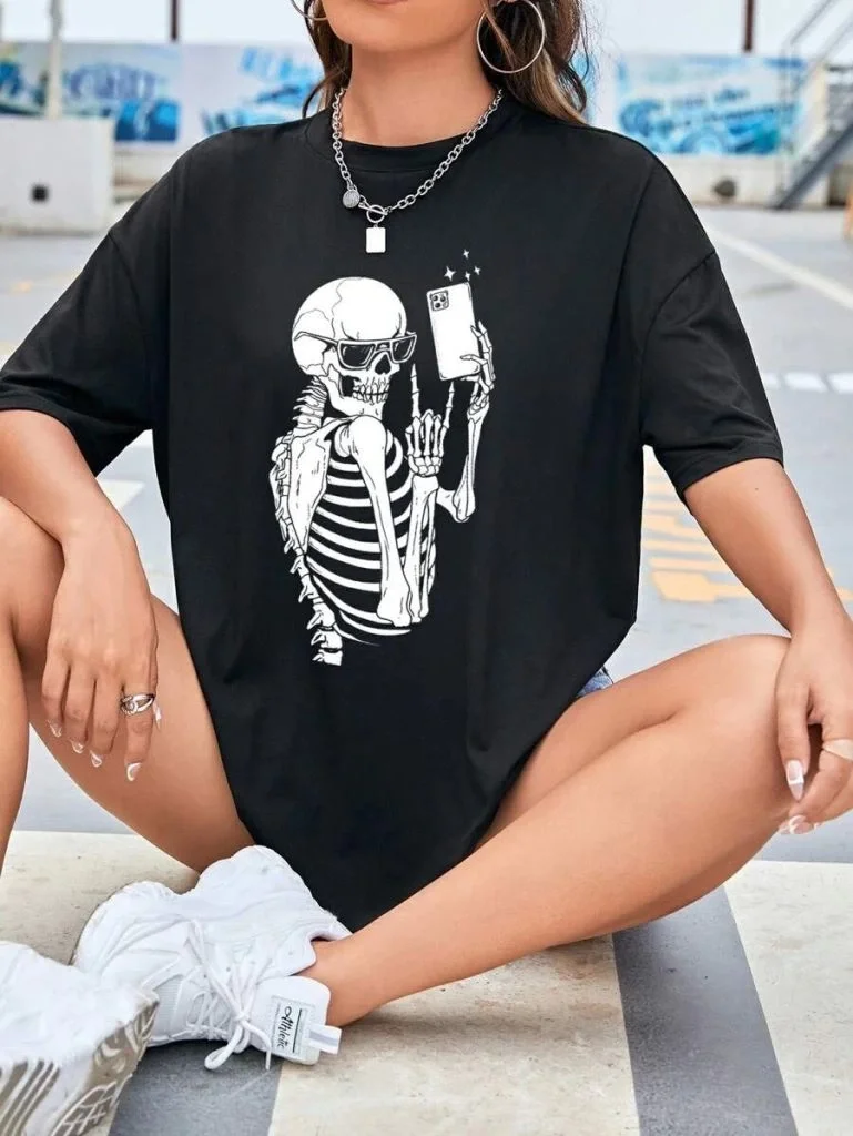 Baskılı   T-shirt - Siyah -