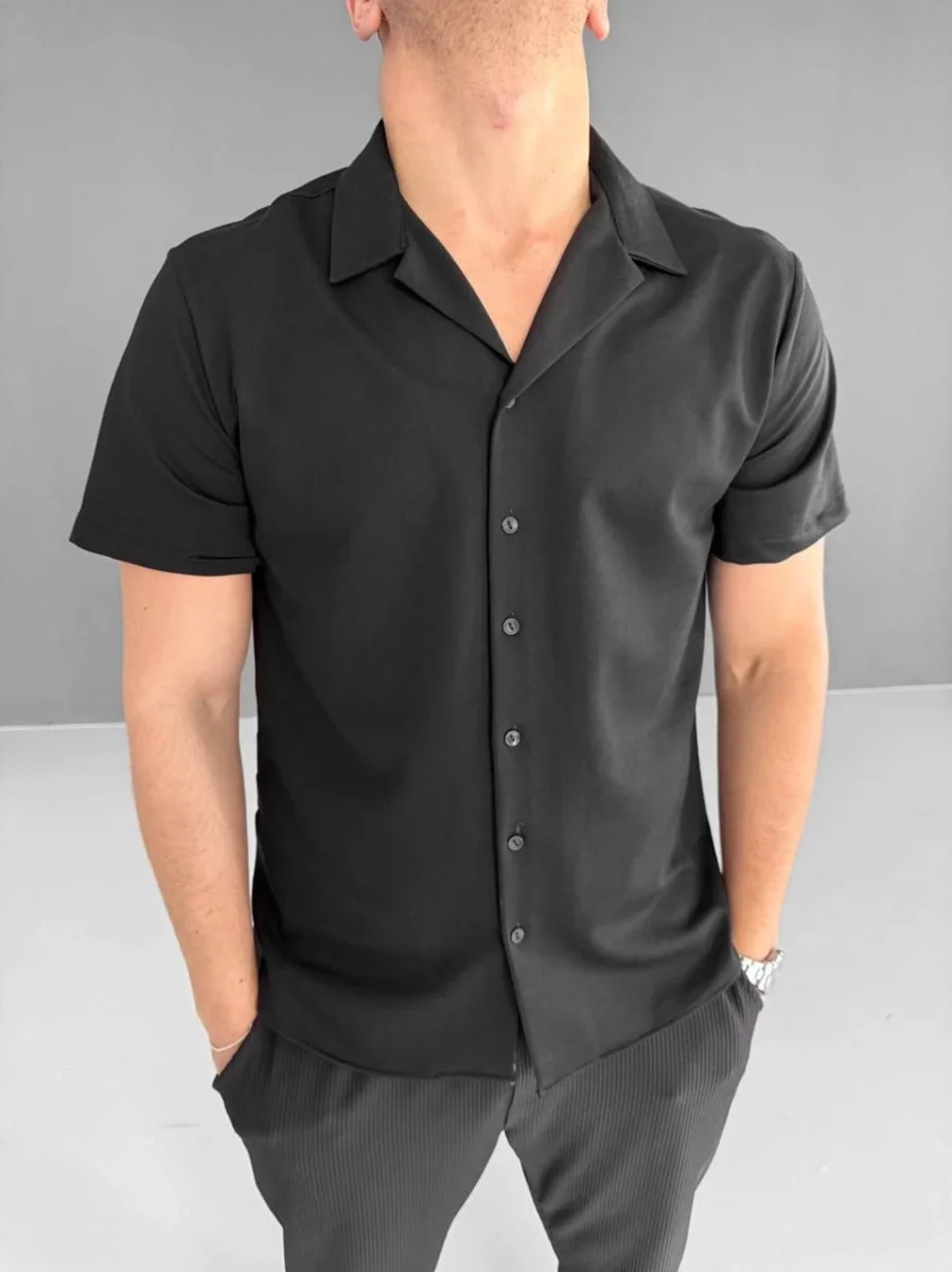 İki İplik Kumaş Gömlek - Siyah -