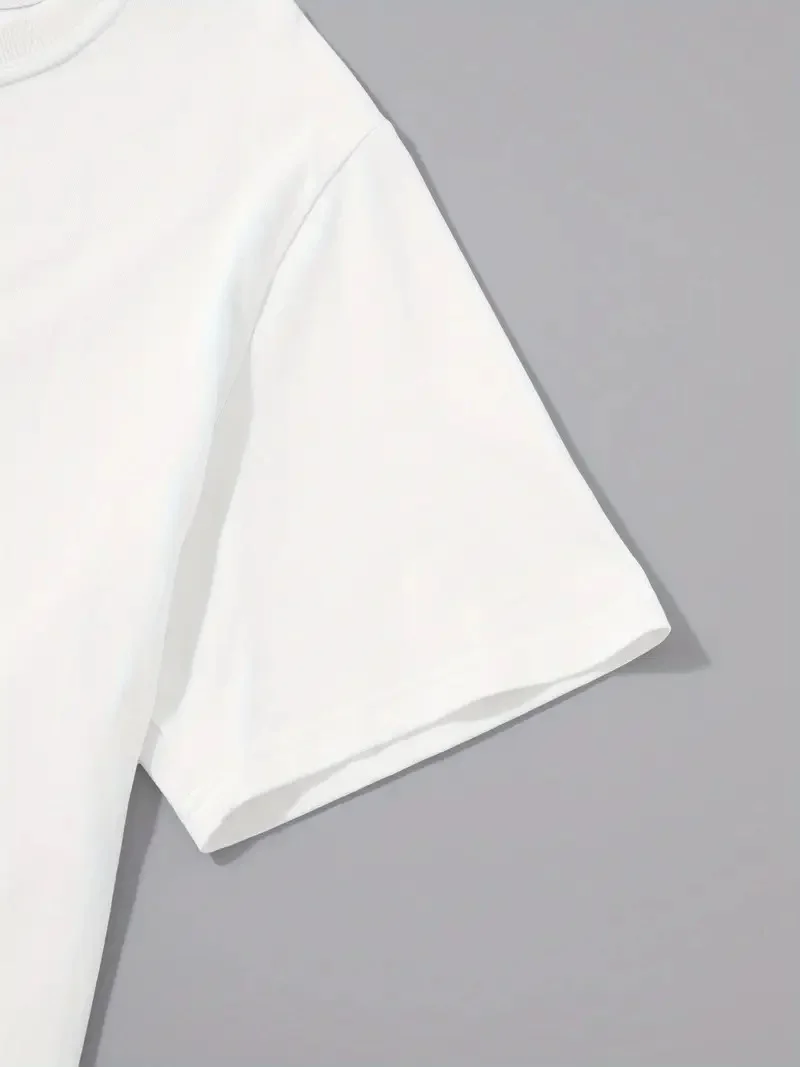 20/1 Penye Compack Palmiye Baskılı Oversize Bisiklet Yaka Kısa Kol T-shirt - Beyaz -