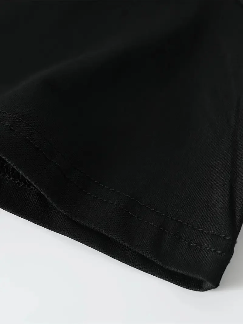 Büyük Beden   "Whatever" Baskılı Tişört, Oversize- Siyah -