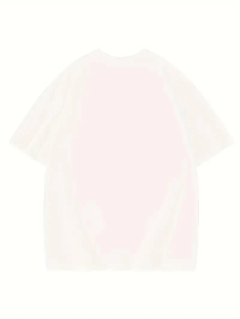 Eğlenceli Harf NY Baskılı Bisiklet Yaka Tişört- Beyaz -