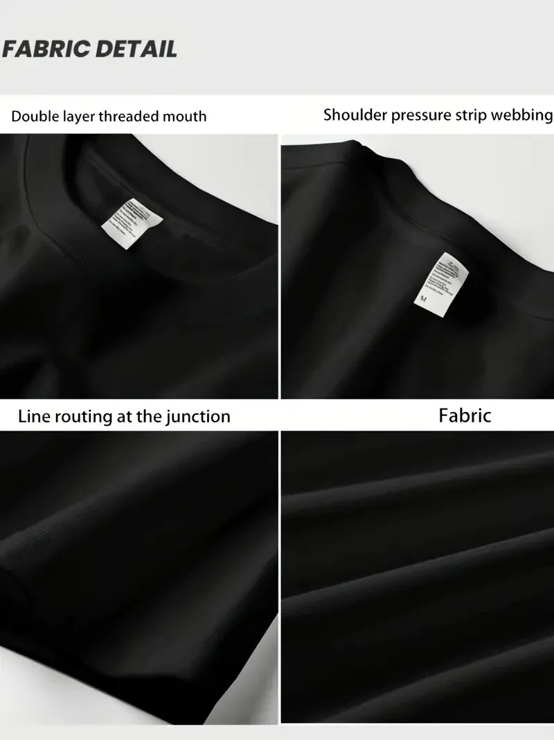 AICG Ön Arka Baskılı Bisiklet Yaka   Oversize Bisiklet Yaka T-shirt - Siyah -