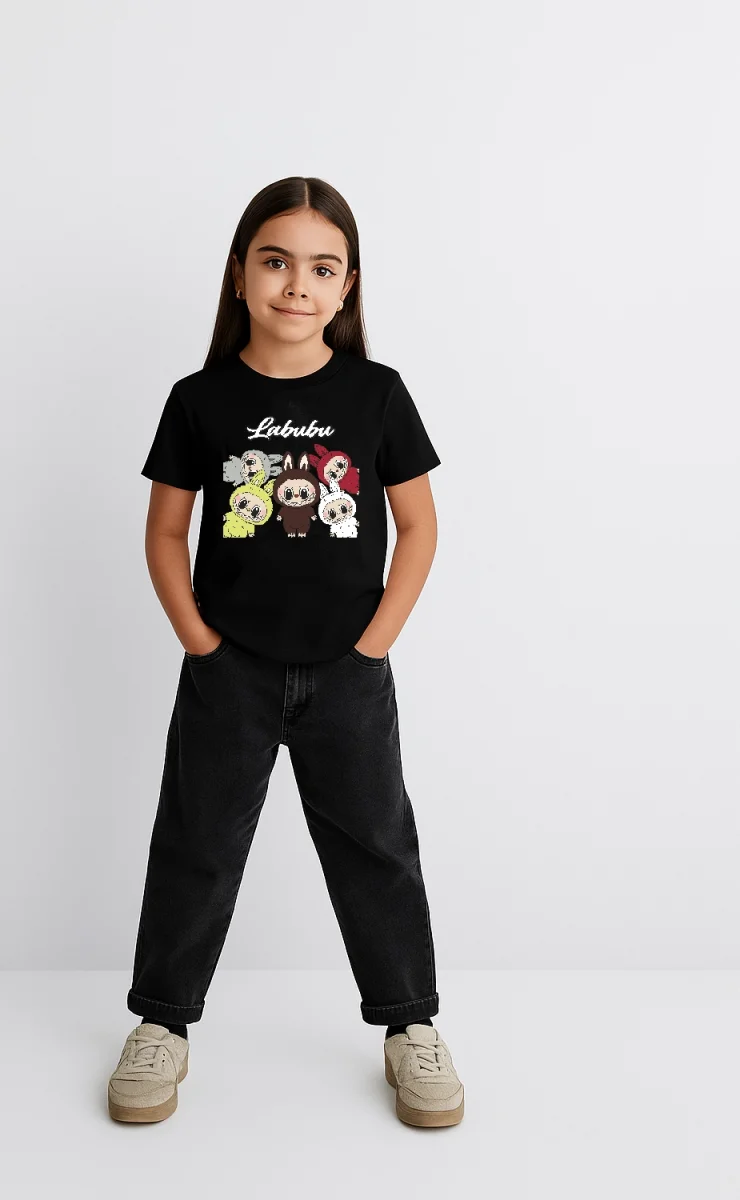 Labubu   Baskılı T-Shirt - Siyah -