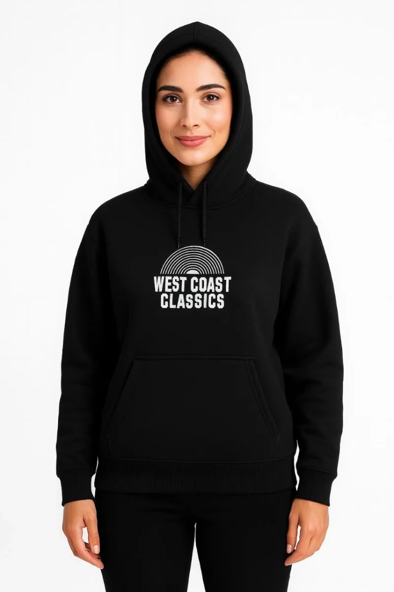 Kapşonlu Sweatshirt – Oversize“West Coast Classics” - Siyah -