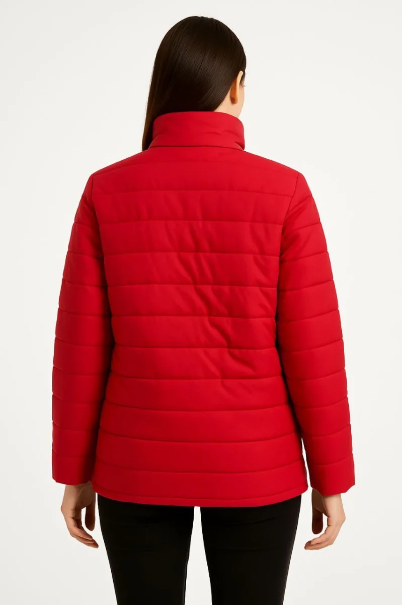 Bomber Mont Ceket – Su İtici Kumaş, Kapitone Astarlı, Fermuarlı, Kışlık - Kırmızı -