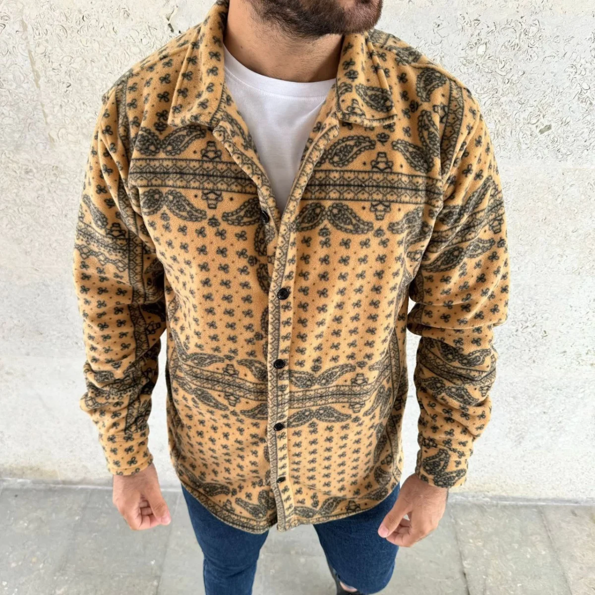 Polar Fermuarlı Sweatshirt – Kapüşonsuz, Cepli, Yumuşak Dokulu, Oversize Rahat Kalıp, Kışlık Sıcak Tutan Fermuarlı Üst - Sarı