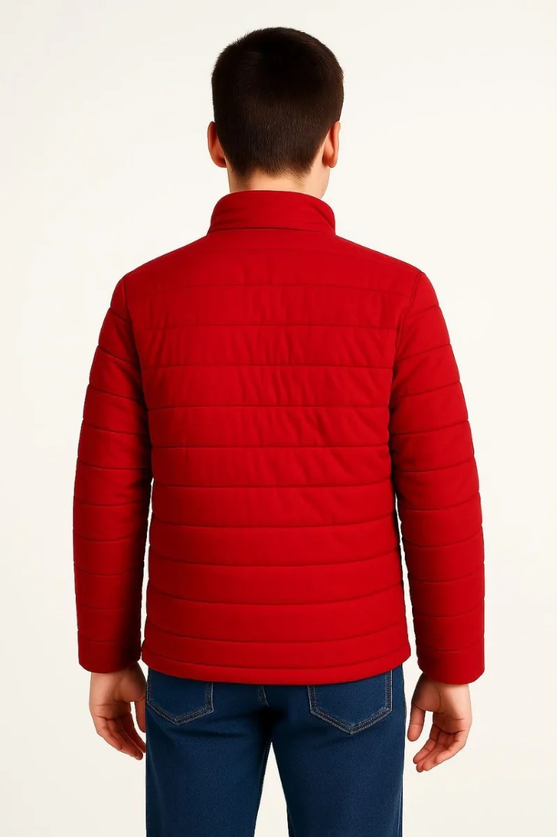 Şişme Mont Hafif ve Sıcak Tutucu Kışlık Fermuarlı Su İtici Rahat Günlük Mont Kapüşonuz Modern Tasarım - Kırmızı